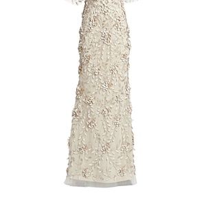 Theia Embellished Flutter Sleeve Dress